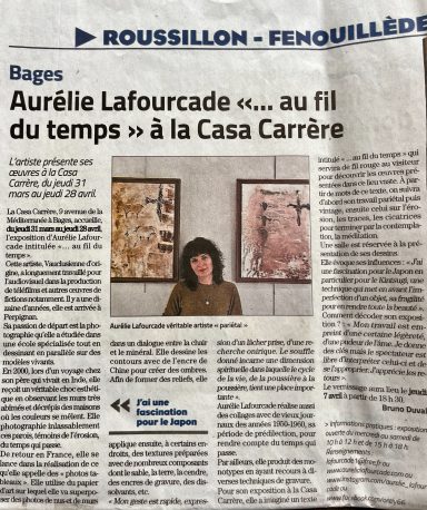 Exposition "Au fil du temps" Casa Carrère Article, presse, exposition, au fil du temps, Casa Carrère, département, monographique, pariétal, dessins, monotypes, tableaux, cimaises